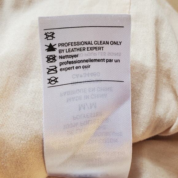 Vince Zip Front Lamb Leather Jacket Biker Moto Jacket Cream Beige Size Medium - Picture 11 of 11